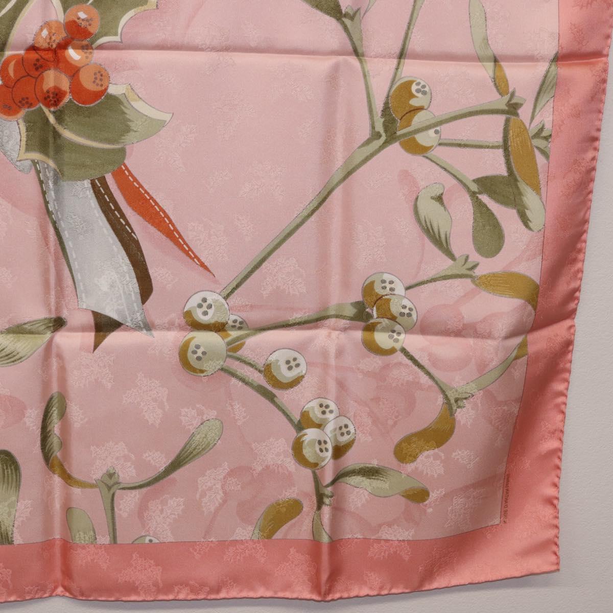 HERMES Carre90 Scarf Silk Pink Green Auth 192370M