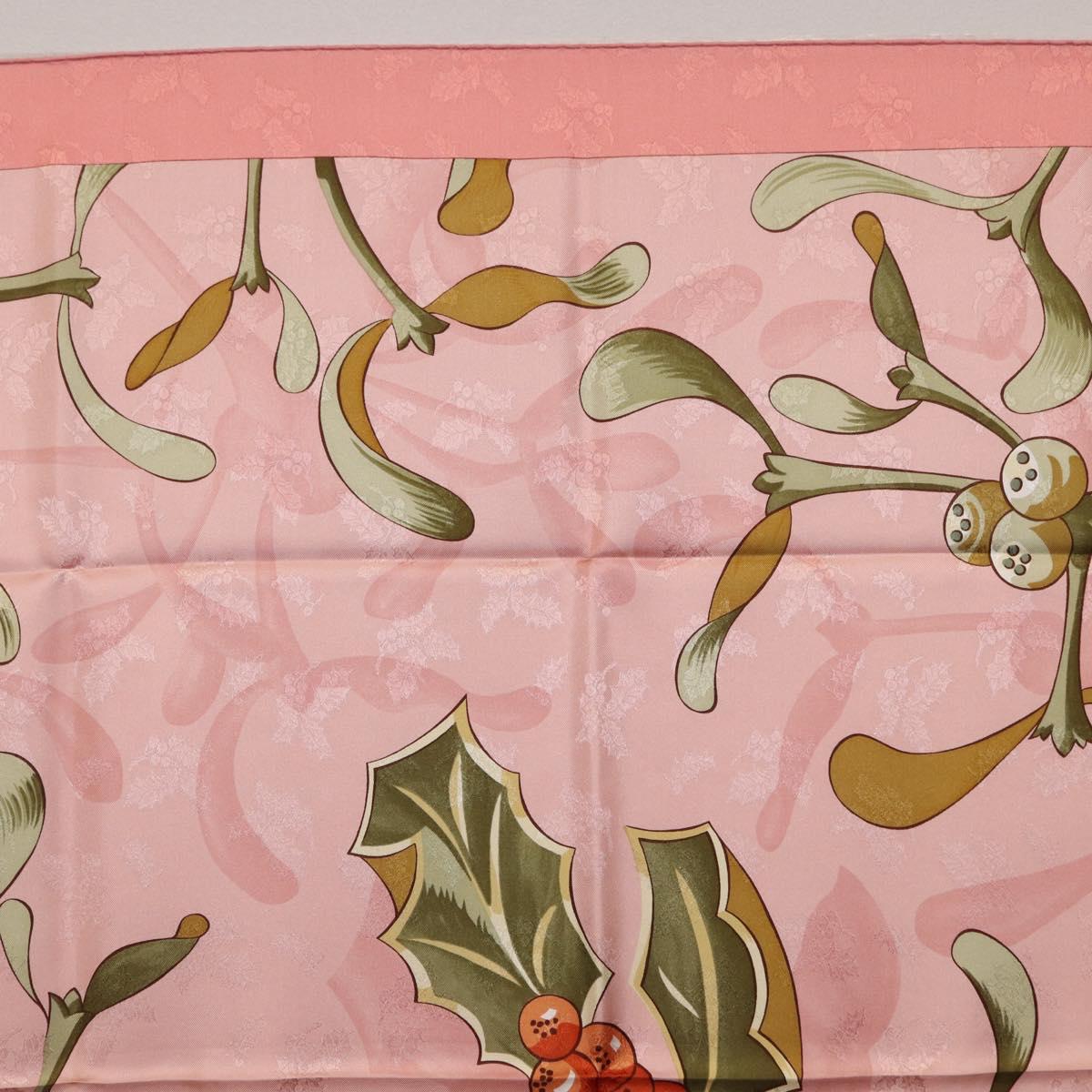 HERMES Carre90 Scarf Silk Pink Green Auth 192370M