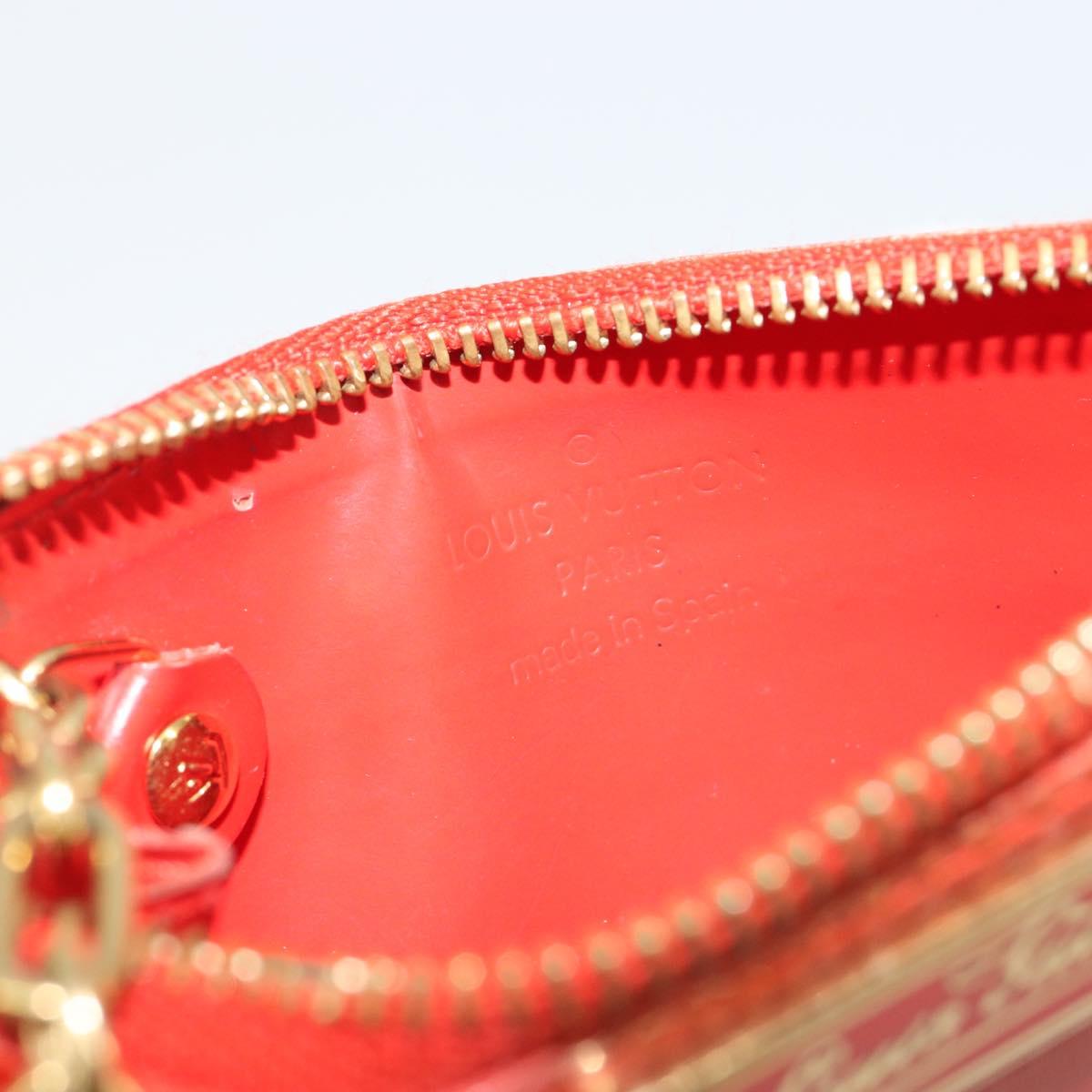 LOUIS VUITTON Vernis Pochette Cles NM Orenge Sunset M93638 LV Auth 192380