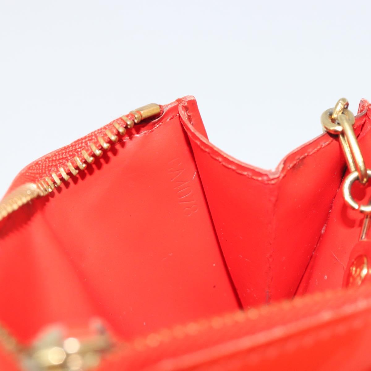 LOUIS VUITTON Vernis Pochette Cles NM Orenge Sunset M93638 LV Auth 192380