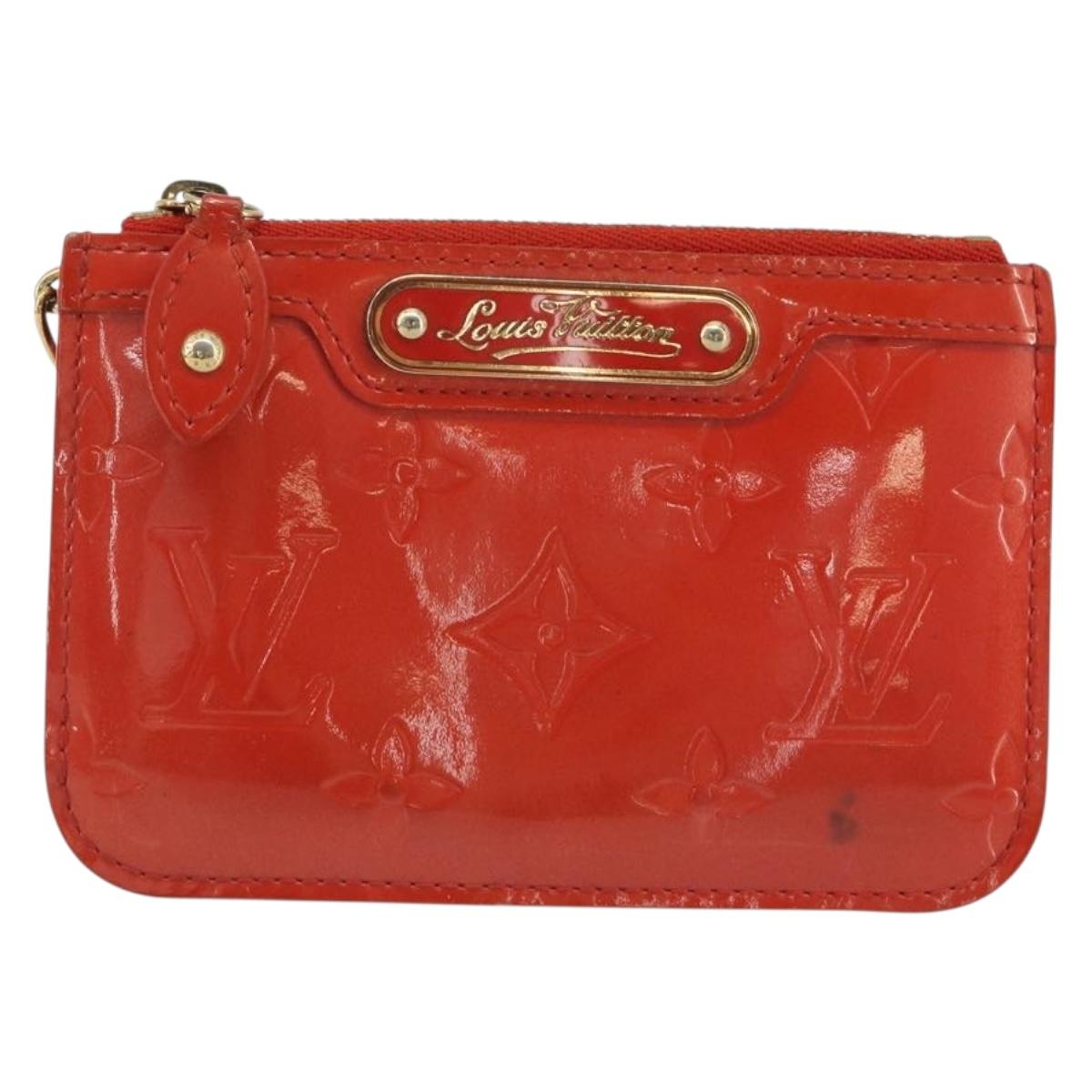 LOUIS VUITTON Vernis Pochette Cles NM Orenge Sunset M93638 LV Auth 192380