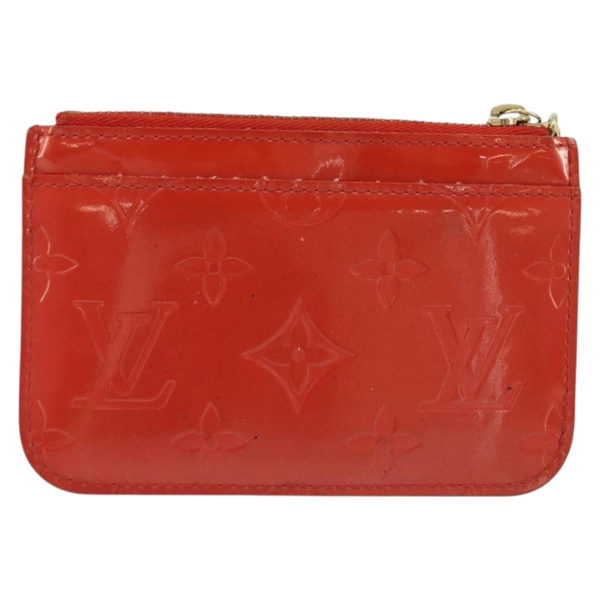 LOUIS VUITTON Vernis Pochette Cles NM Orenge Sunset M93638 LV Auth 192380