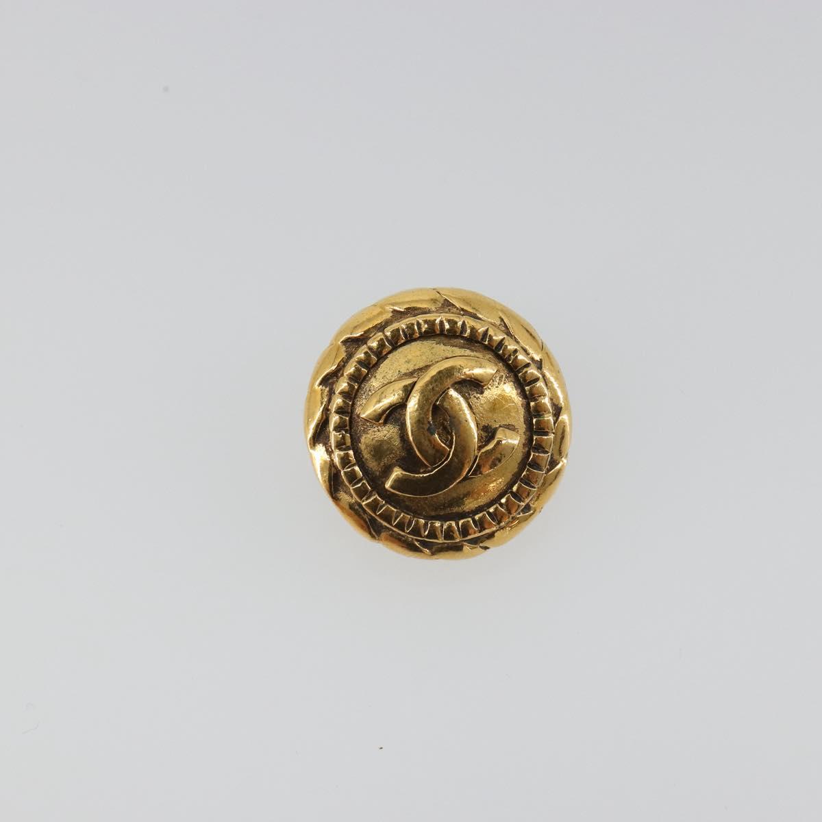 CHANEL COCO Mark Earring Metal Gold Tone CC Auth 192382