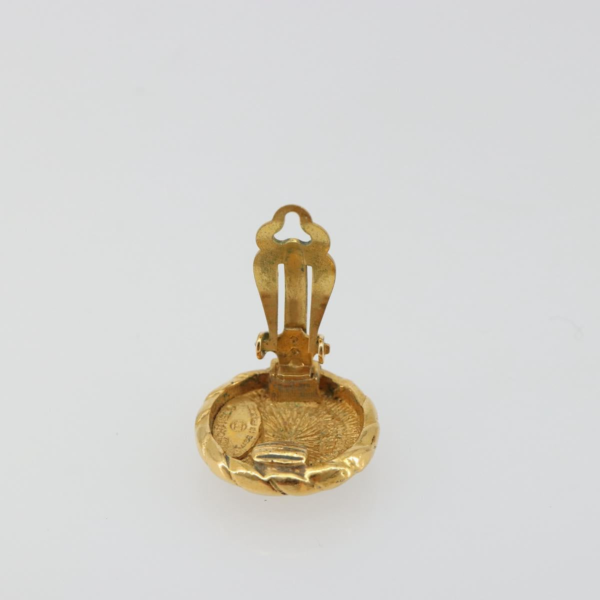 CHANEL COCO Mark Earring Metal Gold Tone CC Auth 192382