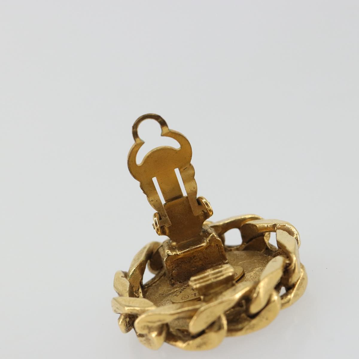 CHANEL COCO Mark Earring Metal Gold Tone CC Auth 192383