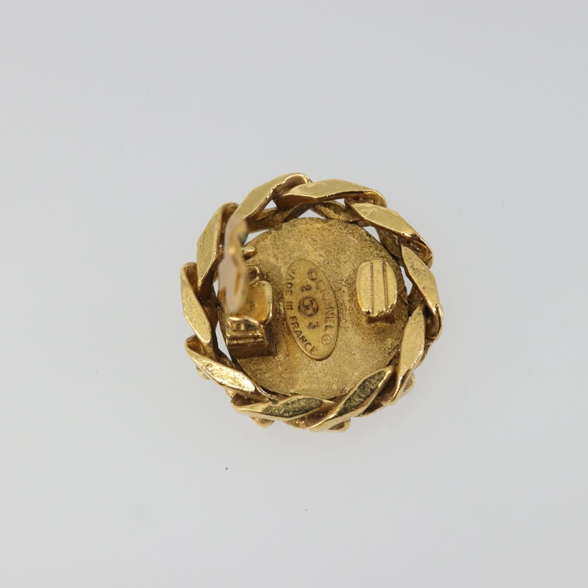 CHANEL COCO Mark Earring Metal Gold Tone CC Auth 192383