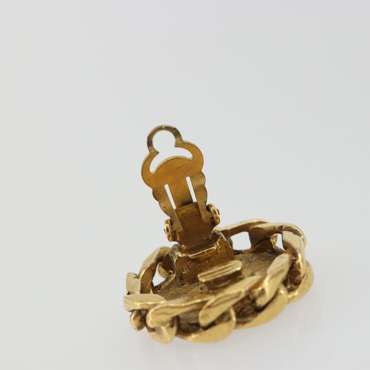 CHANEL COCO Mark Earring Metal Gold Tone CC Auth 192383