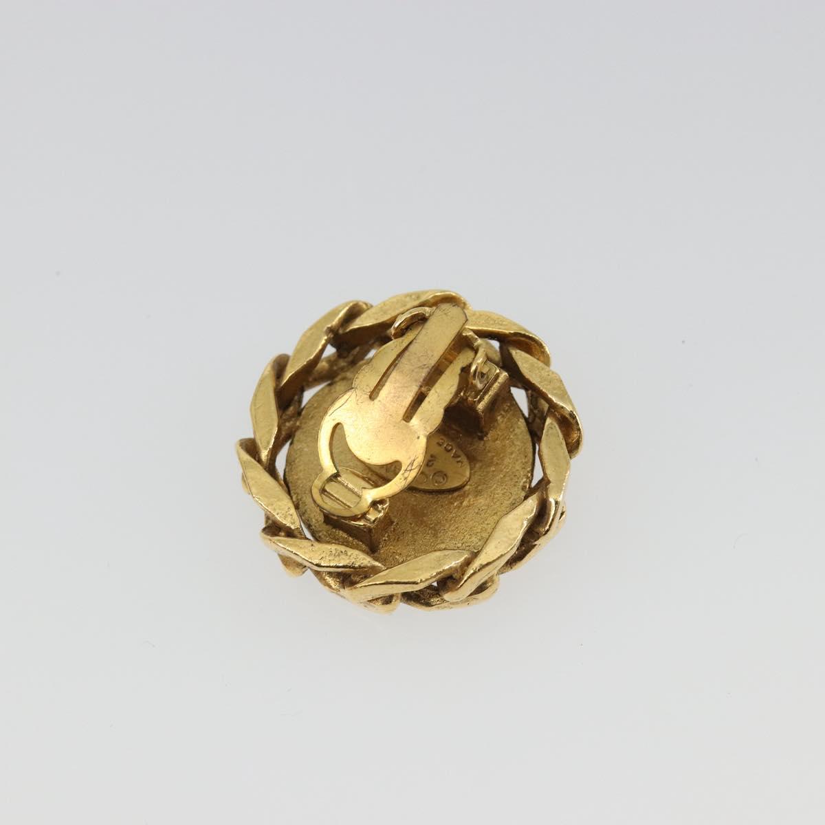 CHANEL COCO Mark Earring Metal Gold Tone CC Auth 192383