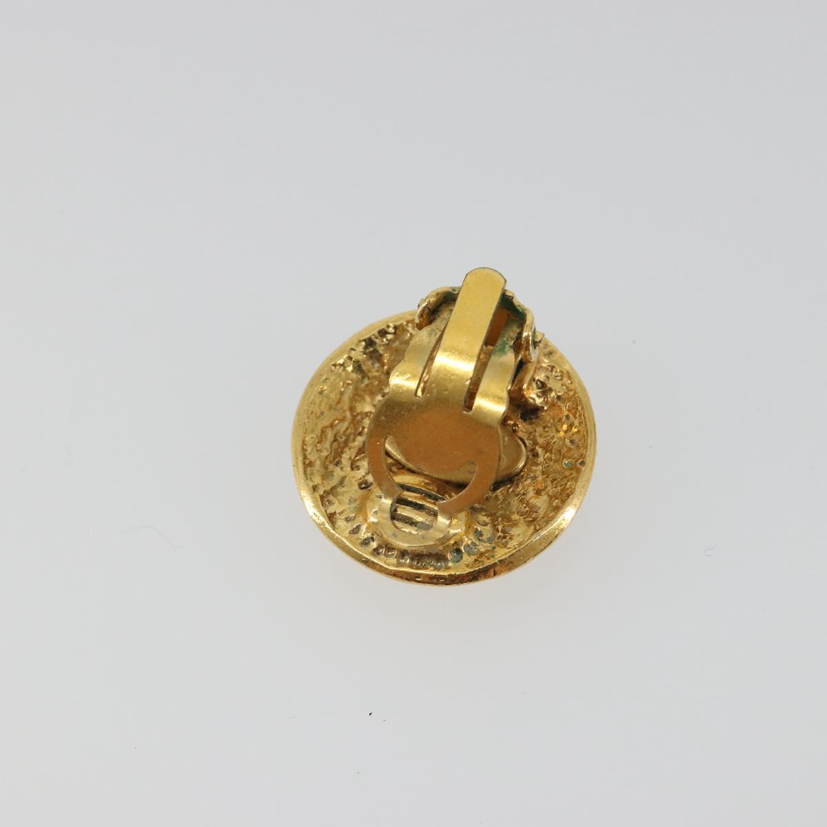 CHANEL COCO Mark Earring Metal Gold Tone CC Auth 192384