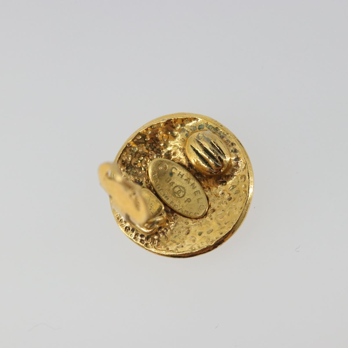 CHANEL COCO Mark Earring Metal Gold Tone CC Auth 192384