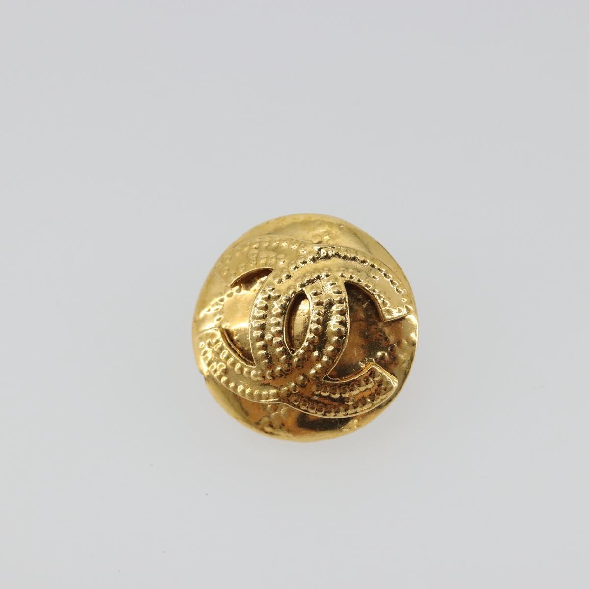 CHANEL COCO Mark Earring Metal Gold Tone CC Auth 192384