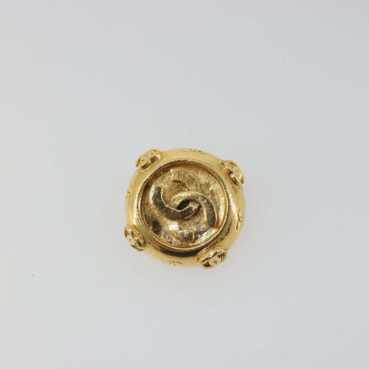 CHANEL COCO Mark Earring Metal Gold Tone CC Auth 192385