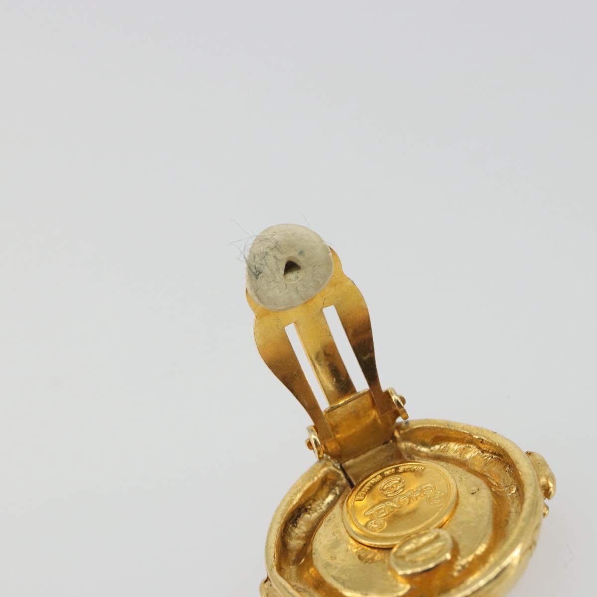 CHANEL COCO Mark Earring Metal Gold Tone CC Auth 192385