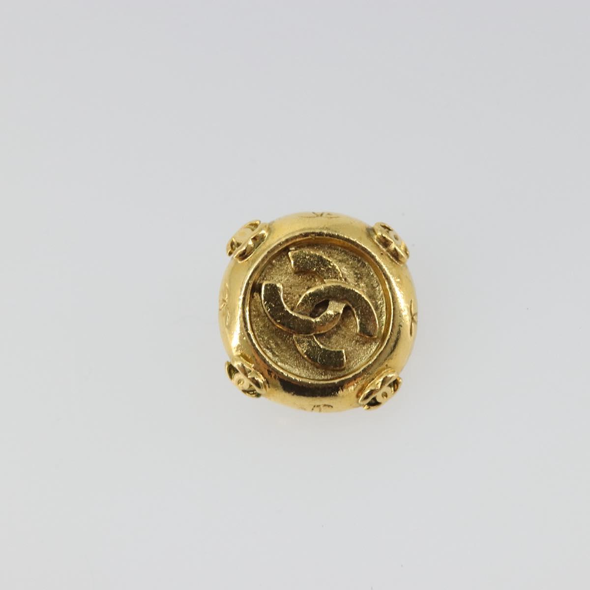 CHANEL COCO Mark Earring Metal Gold Tone CC Auth 192385