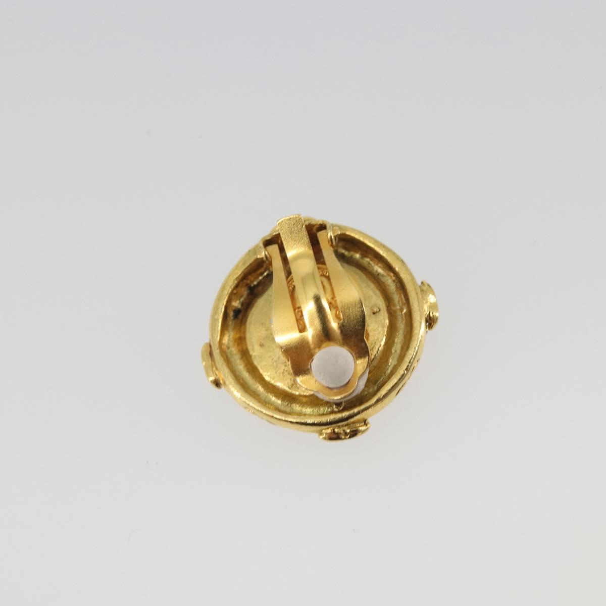 CHANEL COCO Mark Earring Metal Gold Tone CC Auth 192385