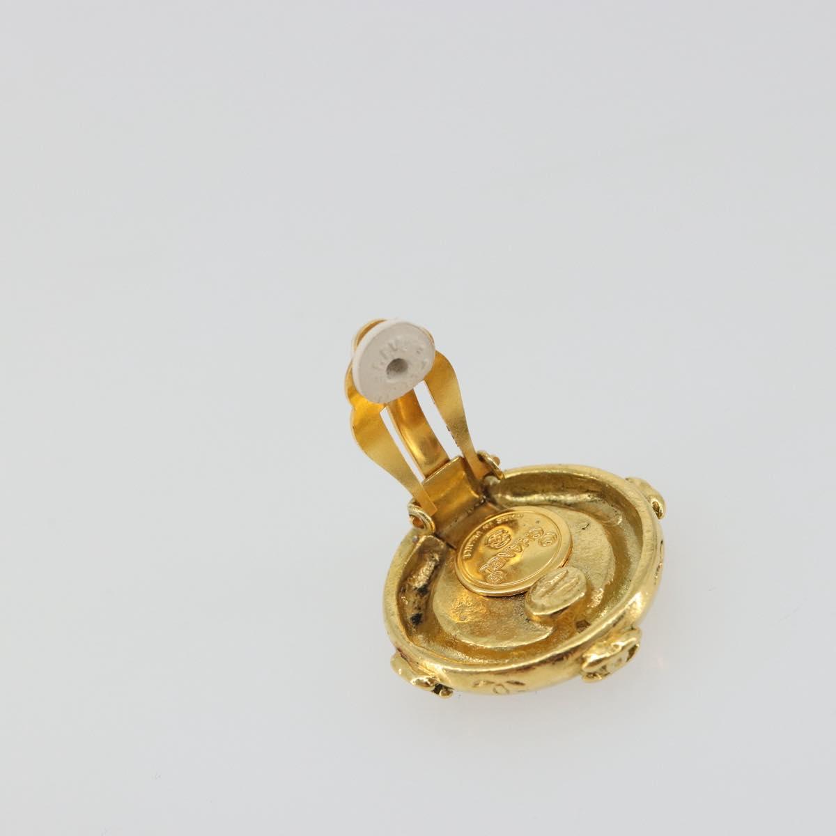 CHANEL COCO Mark Earring Metal Gold Tone CC Auth 192385