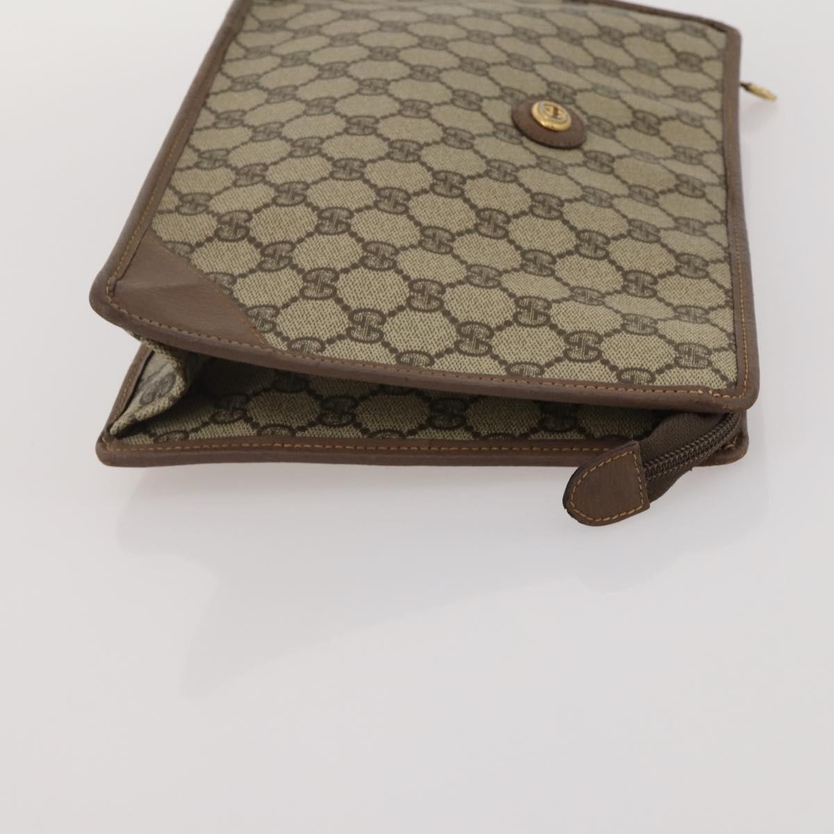 GUCCI GG Supreme Clutch Bag Tote Bag PVC Leather 2 Set Beige Gold Auth 192415