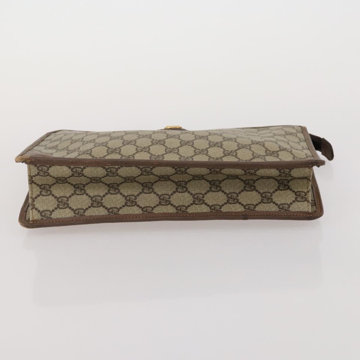 GUCCI GG Supreme Clutch Bag Tote Bag PVC Leather 2 Set Beige Gold Auth 192415