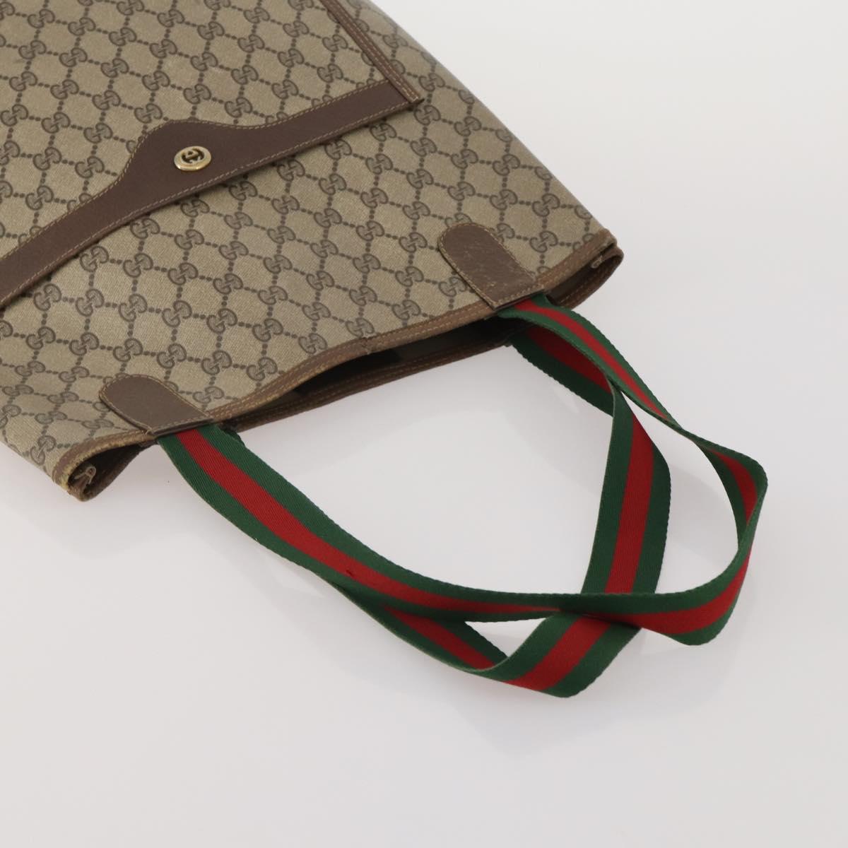 GUCCI GG Supreme Clutch Bag Tote Bag PVC Leather 2 Set Beige Gold Auth 192415