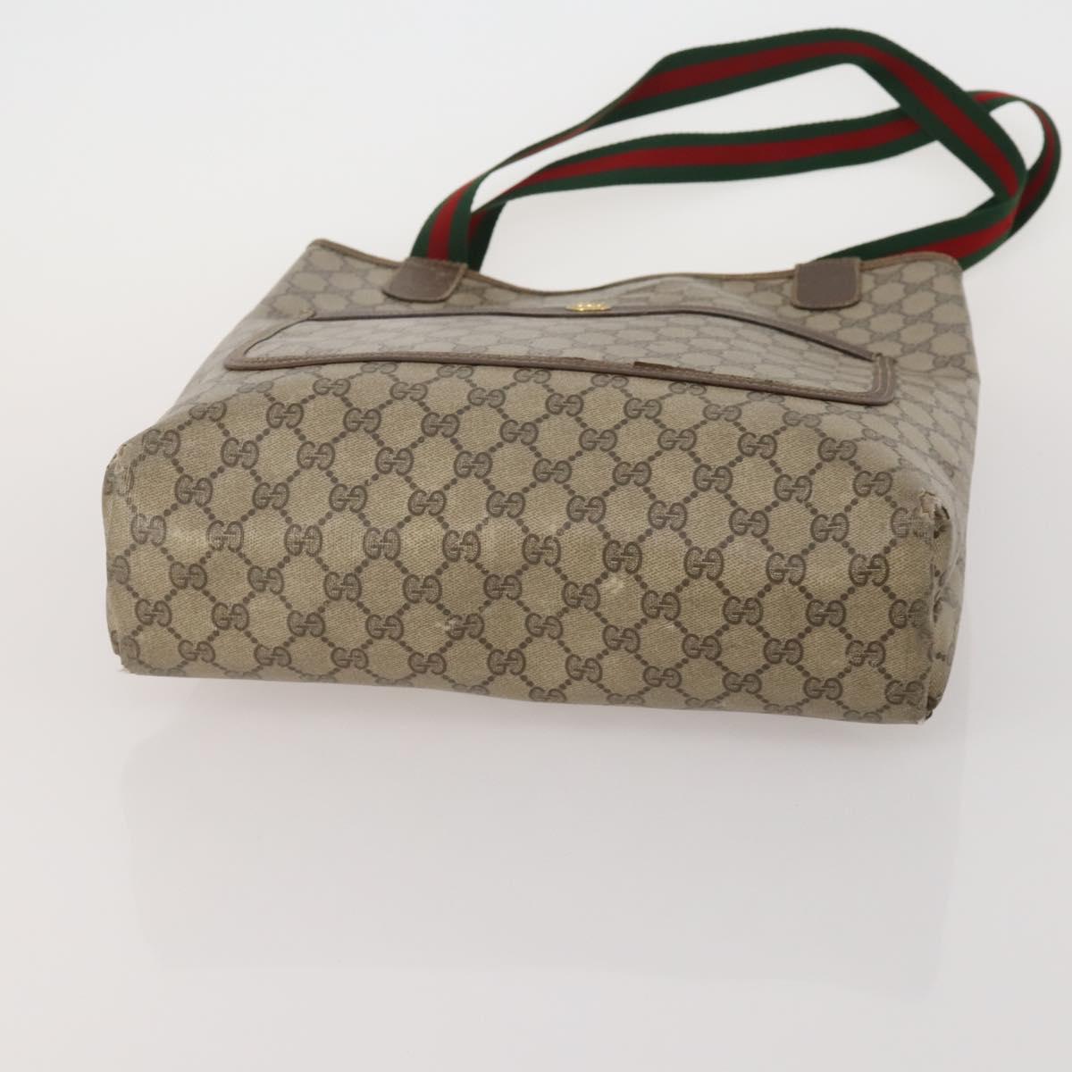 GUCCI GG Supreme Clutch Bag Tote Bag PVC Leather 2 Set Beige Gold Auth 192415