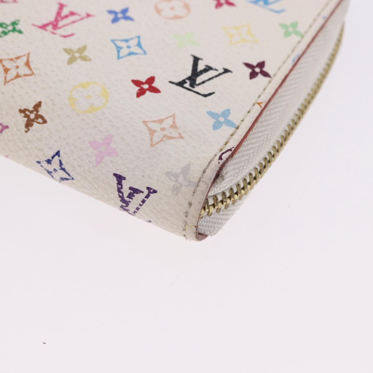 LOUIS VUITTON Monogram Multicolor Zippy Wallet White M60241 LV Auth 192417