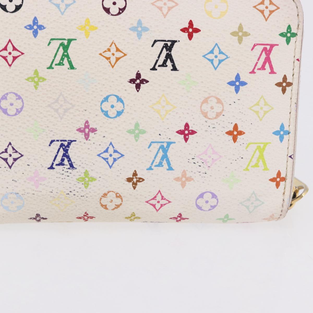 LOUIS VUITTON Monogram Multicolor Zippy Wallet White M60241 LV Auth 192417