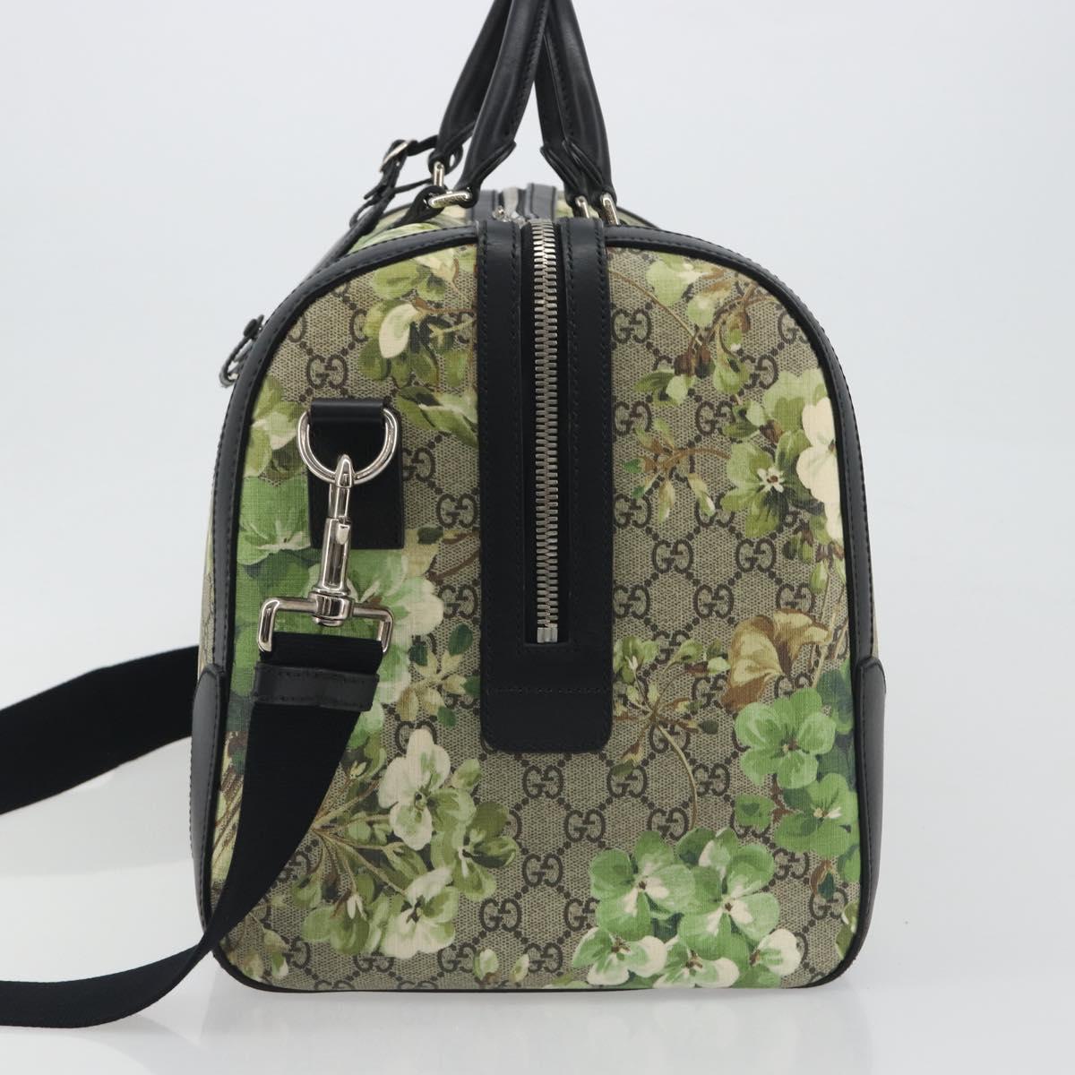 GUCCI GG Supreme Blooms Boston Bag PVC 2way Beige Silver 406380 Auth 192425A