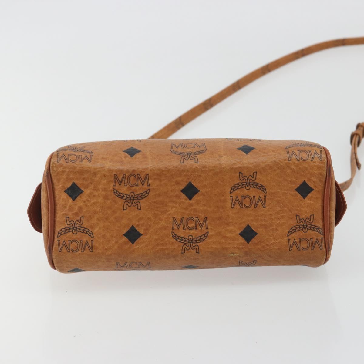 MCM Logogram Vicetos Mini Boston Bag PVC Leather 2way Brown Gold Auth 192428A