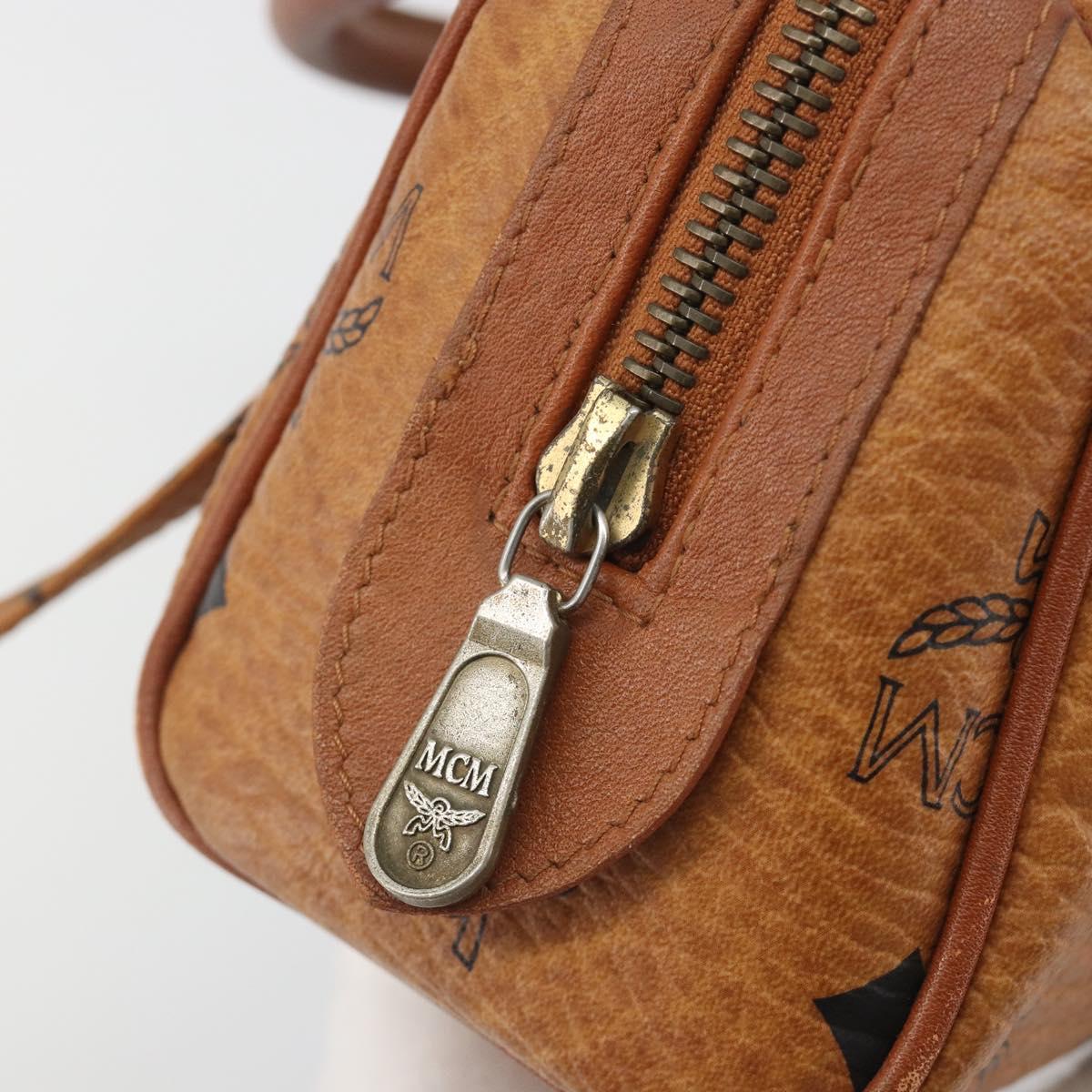 MCM Logogram Vicetos Mini Boston Bag PVC Leather 2way Brown Gold Auth 192428A