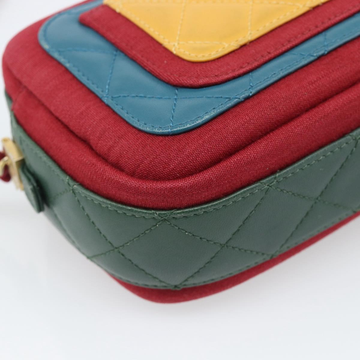 CHANEL Matelasse Chain Shoulder Bag Lamb Skin Green Gold CC Auth 192435SAM