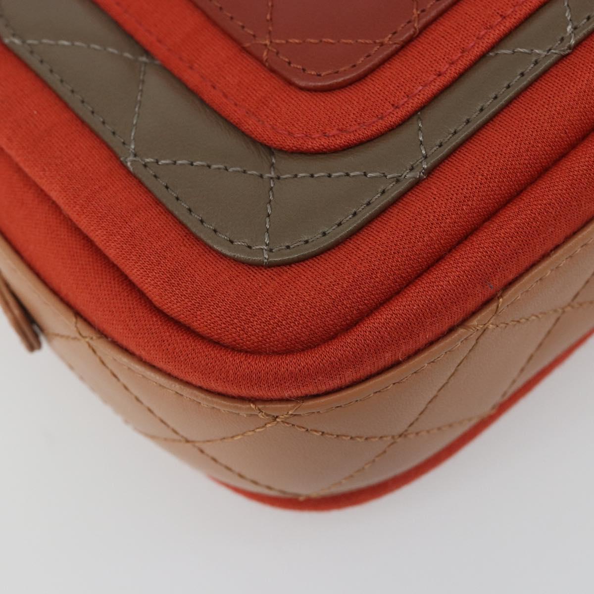 CHANEL Matelasse Chain Shoulder Bag Lamb Skin Orange Gold CC Auth 192436SAM