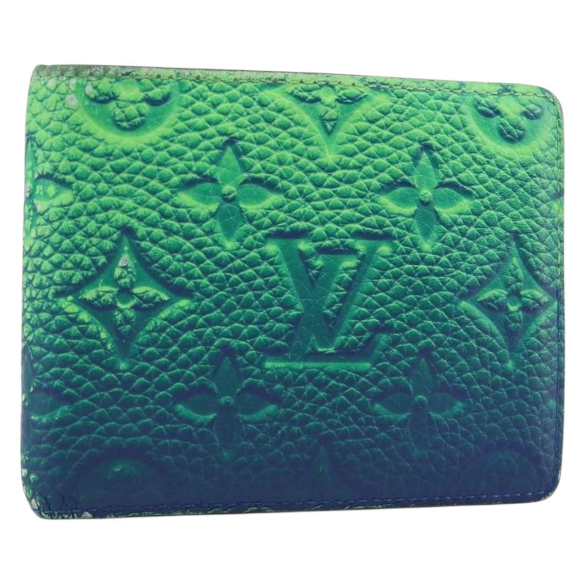LOUIS VUITTON Taurillon Clemence Illusion Portefeuille Slender Auth 192437