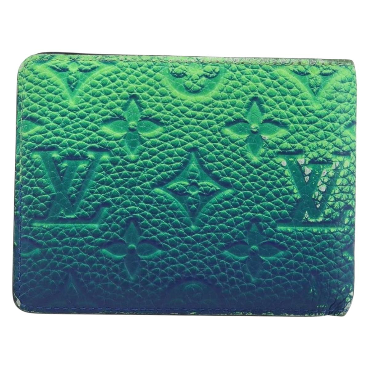 LOUIS VUITTON Taurillon Clemence Illusion Portefeuille Slender Auth 192437