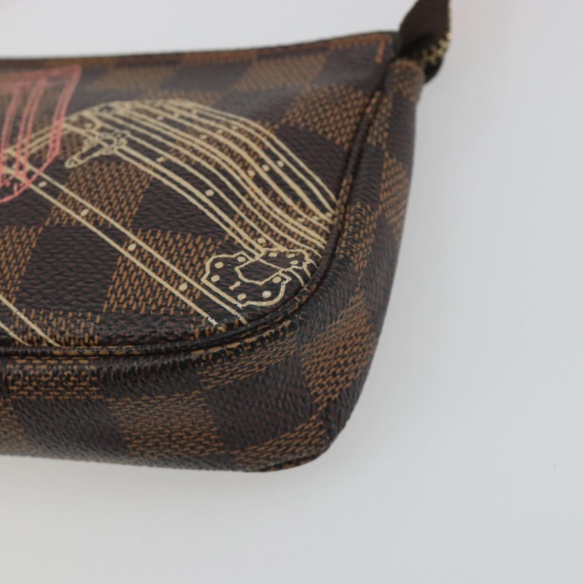 LOUIS VUITTON Damier Ebene Trunk Mini Pochette Accessoires N41433 Auth 192441A