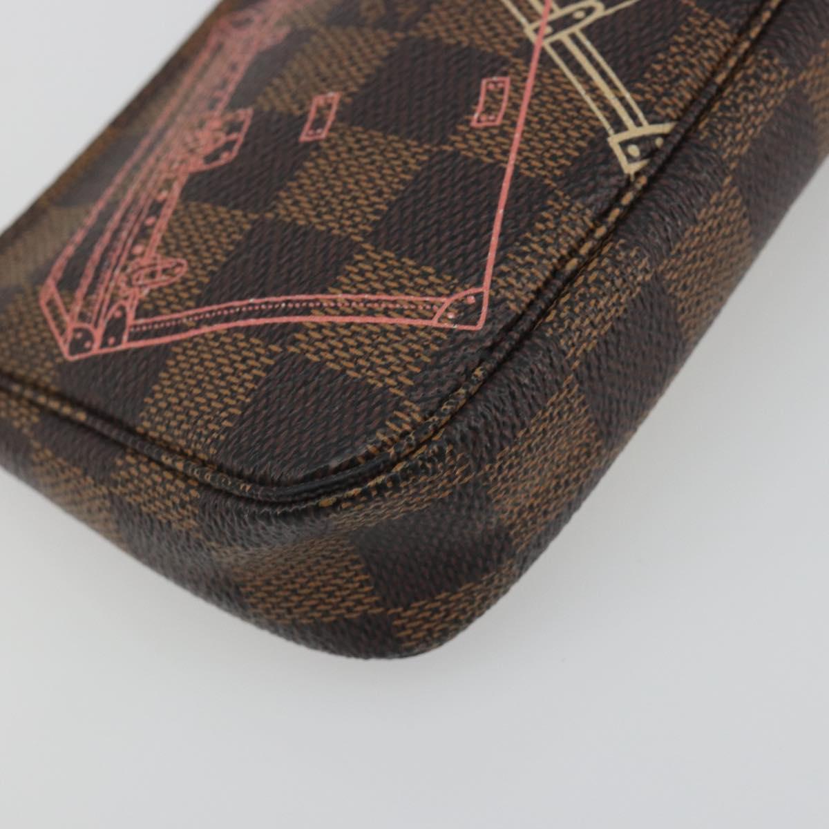 LOUIS VUITTON Damier Ebene Trunk Mini Pochette Accessoires N41433 Auth 192441A