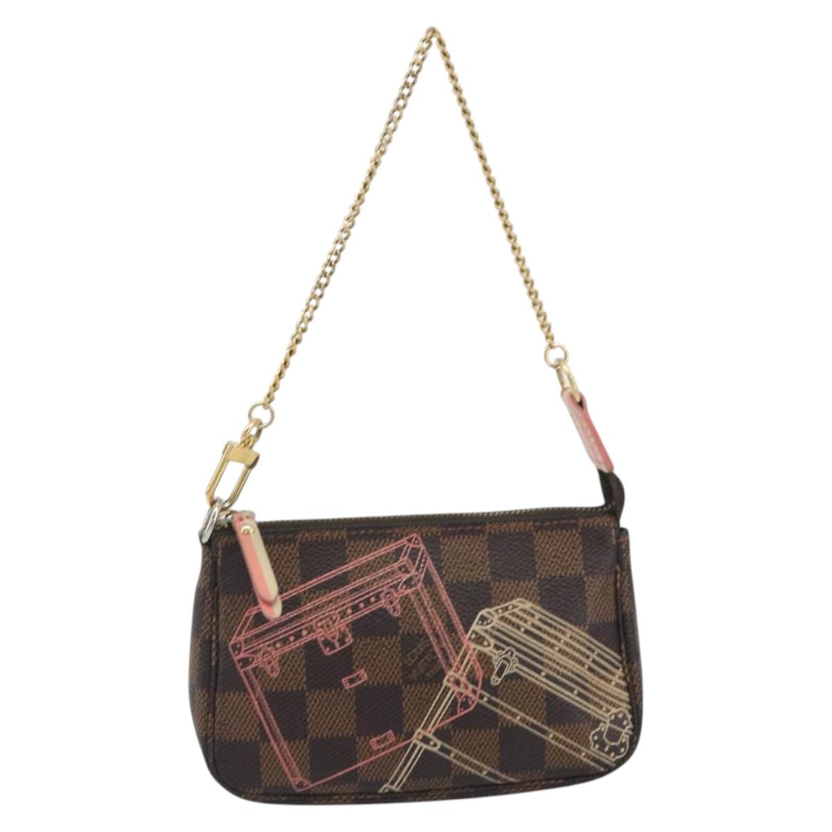 LOUIS VUITTON Damier Ebene Trunk Mini Pochette Accessoires N41433 Auth 192441A