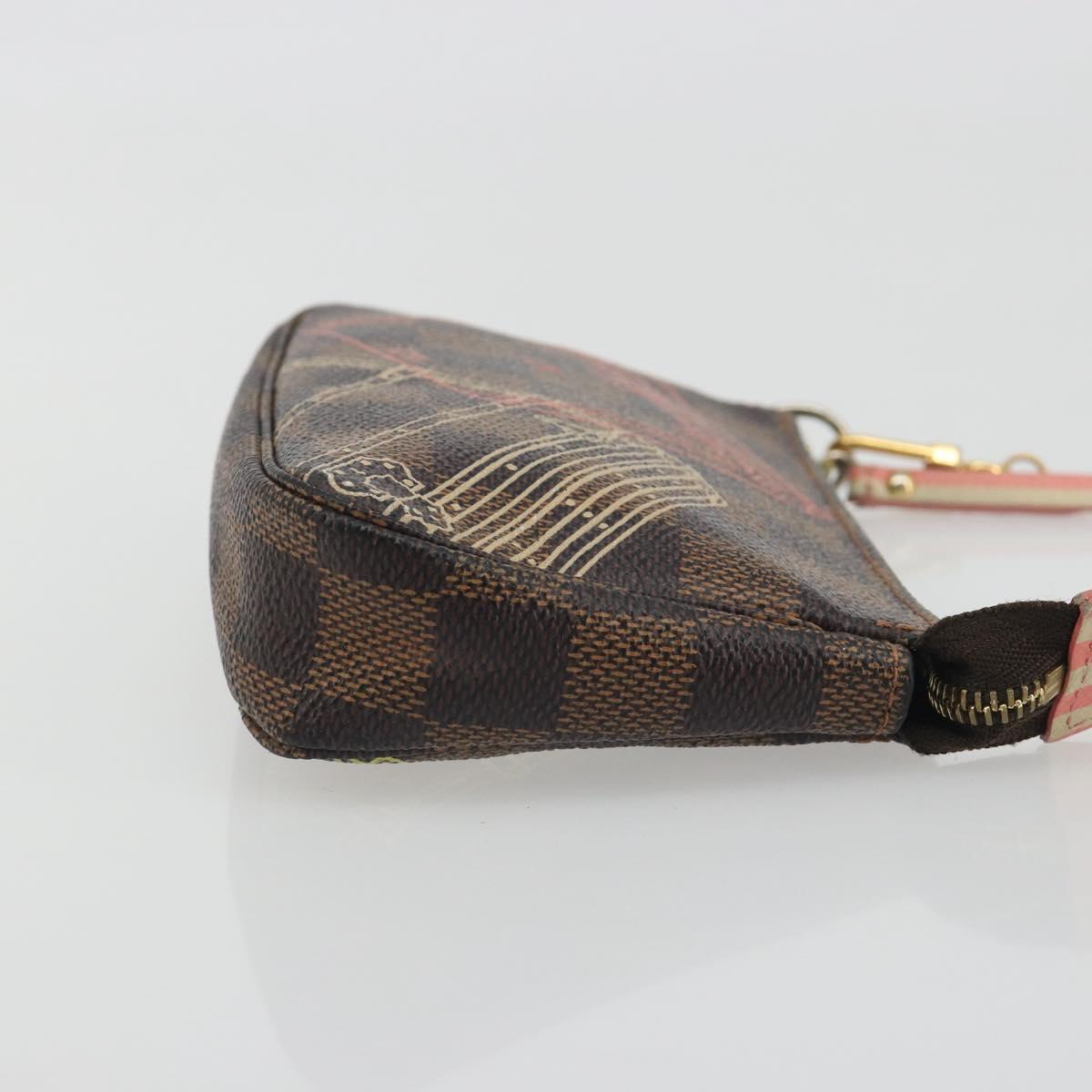 LOUIS VUITTON Damier Ebene Trunk Mini Pochette Accessoires N41433 Auth 192441A