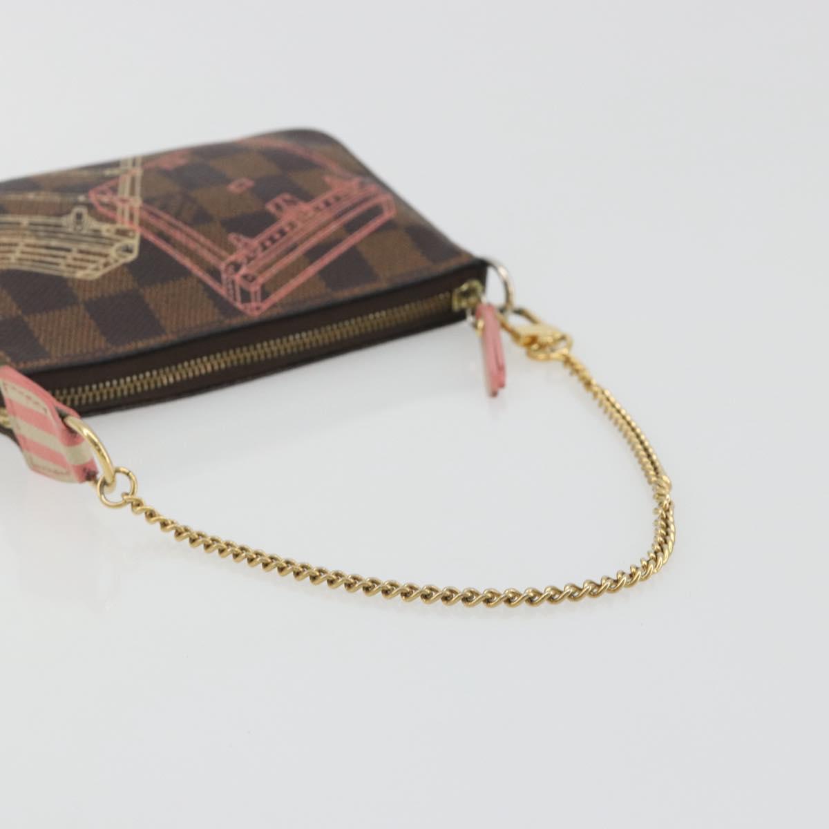 LOUIS VUITTON Damier Ebene Trunk Mini Pochette Accessoires N41433 Auth 192441A