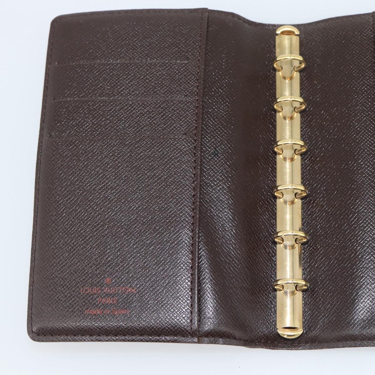 LOUIS VUITTON Damier Ebene Agenda PM Day Planner Cover R20700 LV Auth 192442