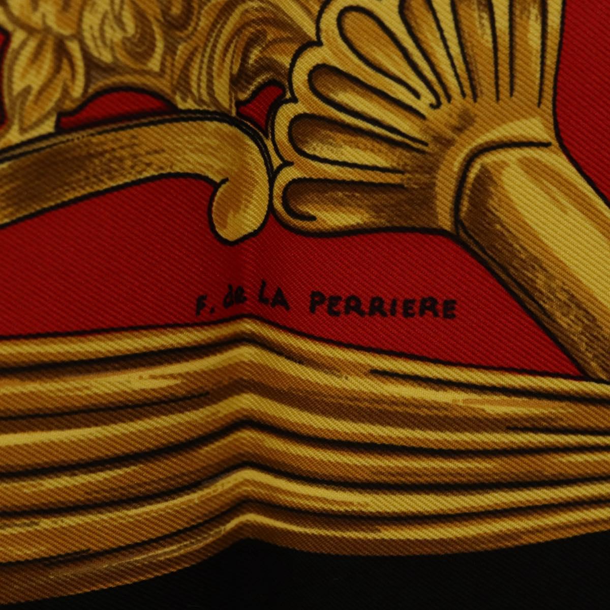 HERMES Carre 90 Scarf ”ETRIERS” Silk Black Auth 192451M
