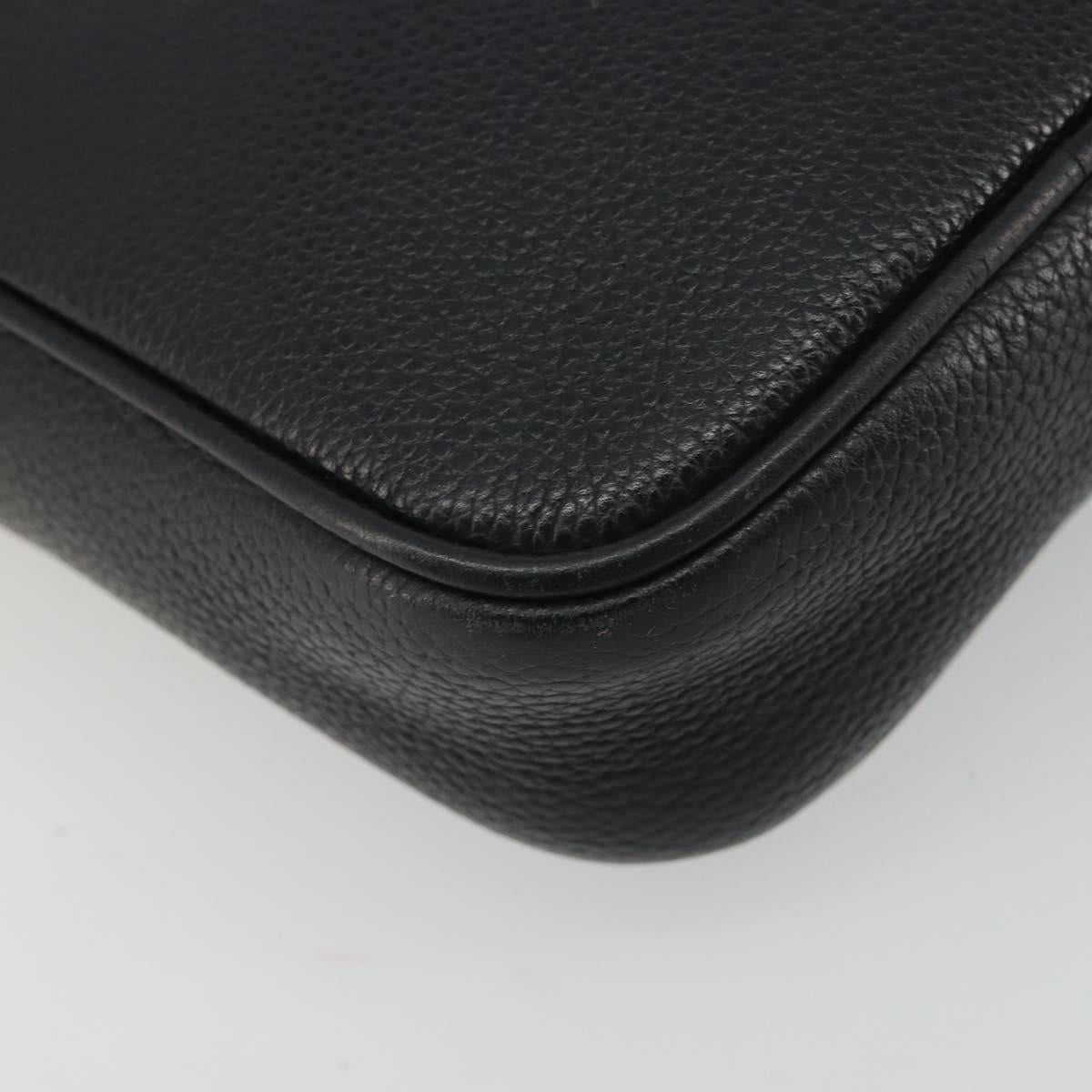 GUCCI Web Sherry Line Shoulder Bag Leather Black Gold 574803 Auth 192453V