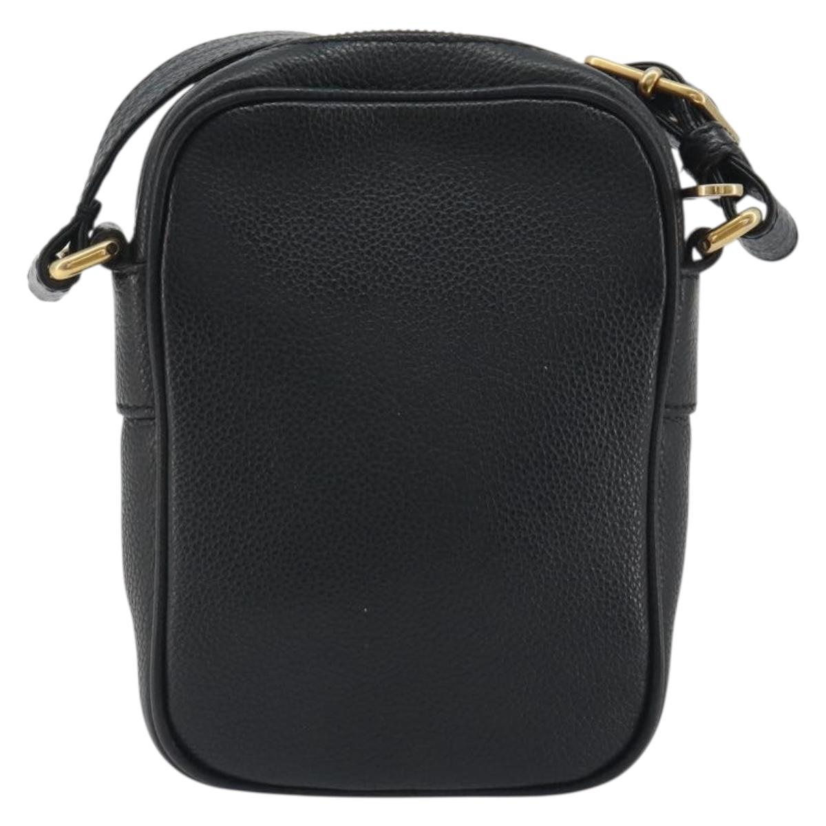 GUCCI Web Sherry Line Shoulder Bag Leather Black Gold 574803 Auth 192453V