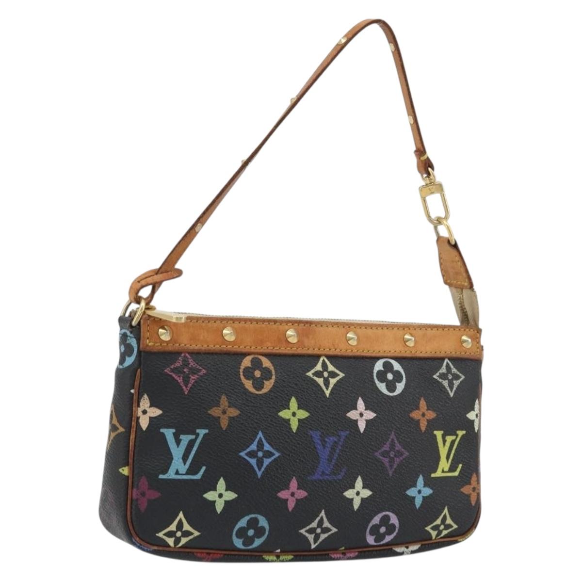 LOUIS VUITTON Multicolor Pochette Accessoires Pouch Black M92648 LV Auth 192454A