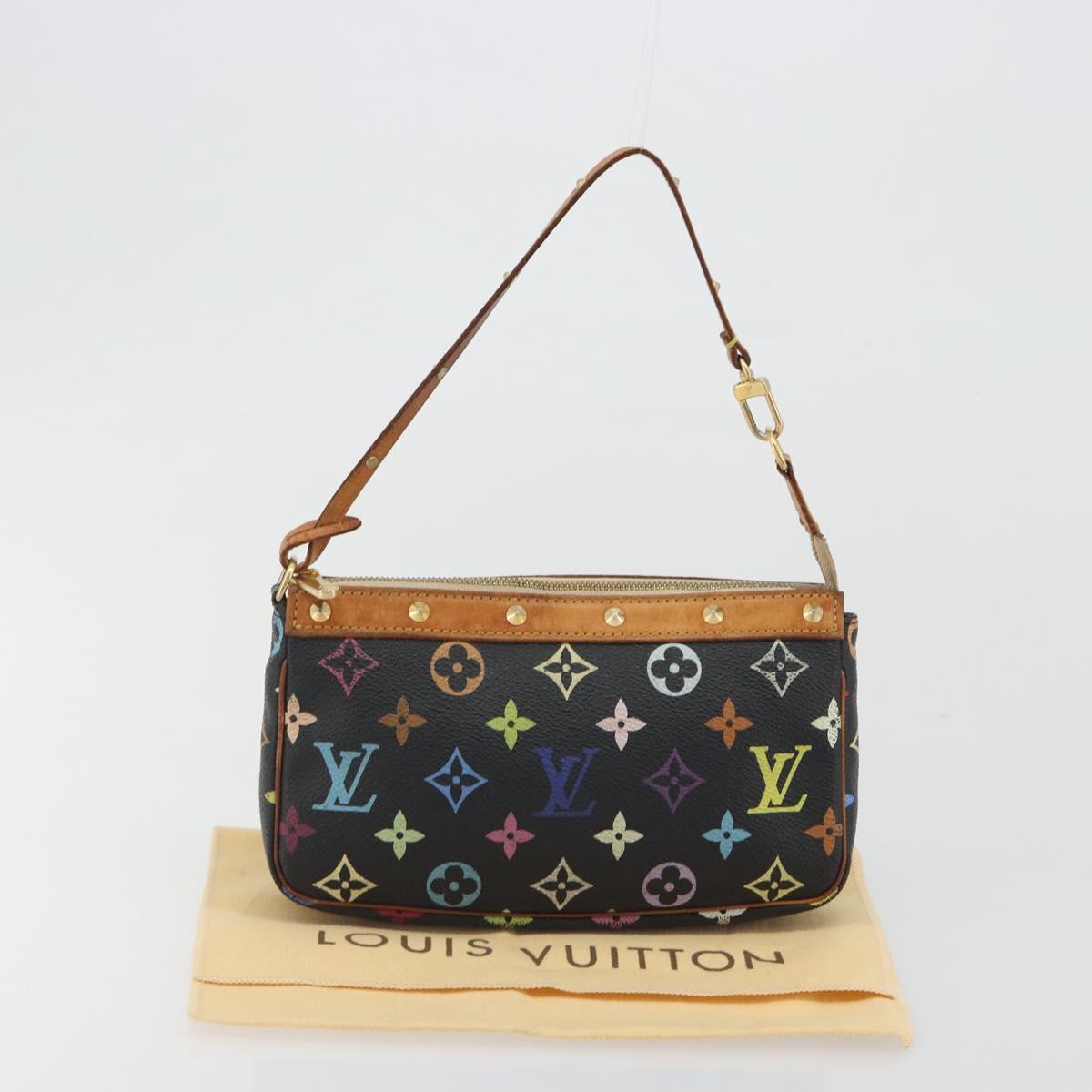 LOUIS VUITTON Multicolor Pochette Accessoires Pouch Black M92648 LV Auth 192454A