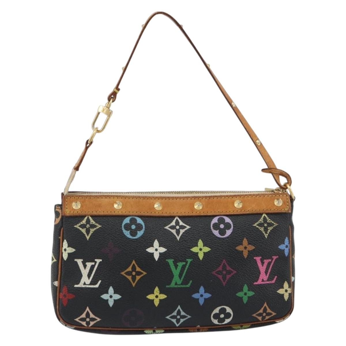 LOUIS VUITTON Multicolor Pochette Accessoires Pouch Black M92648 LV Auth 192454A