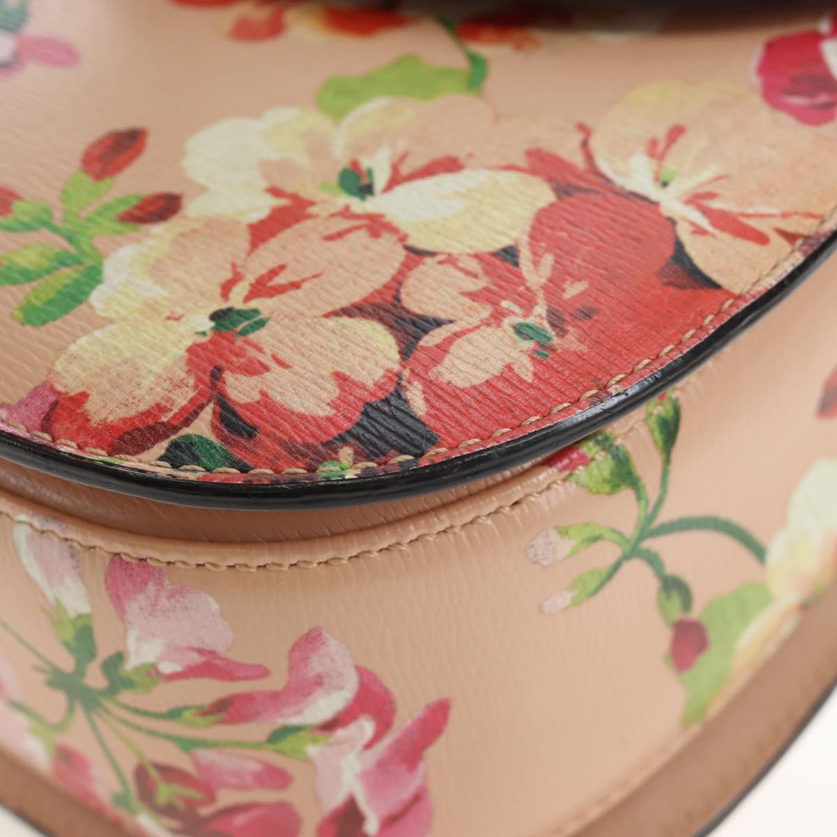 GUCCI Blooms Bamboo Hand Bag Leather 2way Pink Silver 409398 Auth 192456V