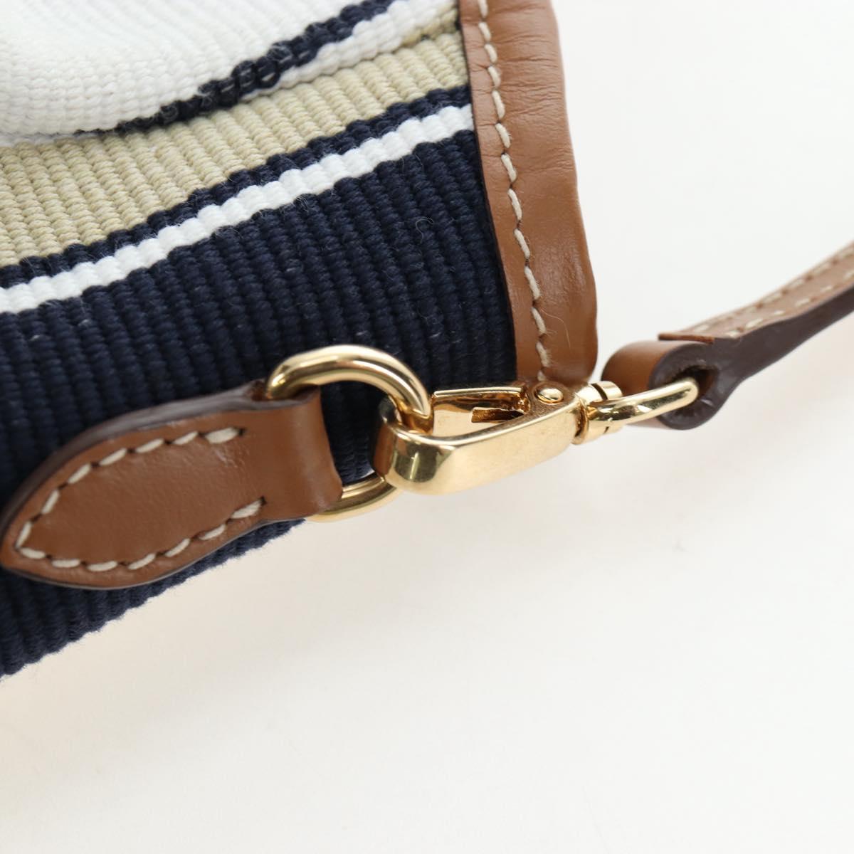 Miu Miu Tote Bag Canvas 2way Navy Gold Auth 192457SAM