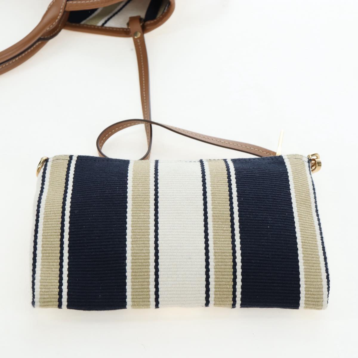 Miu Miu Tote Bag Canvas 2way Navy Gold Auth 192457SAM