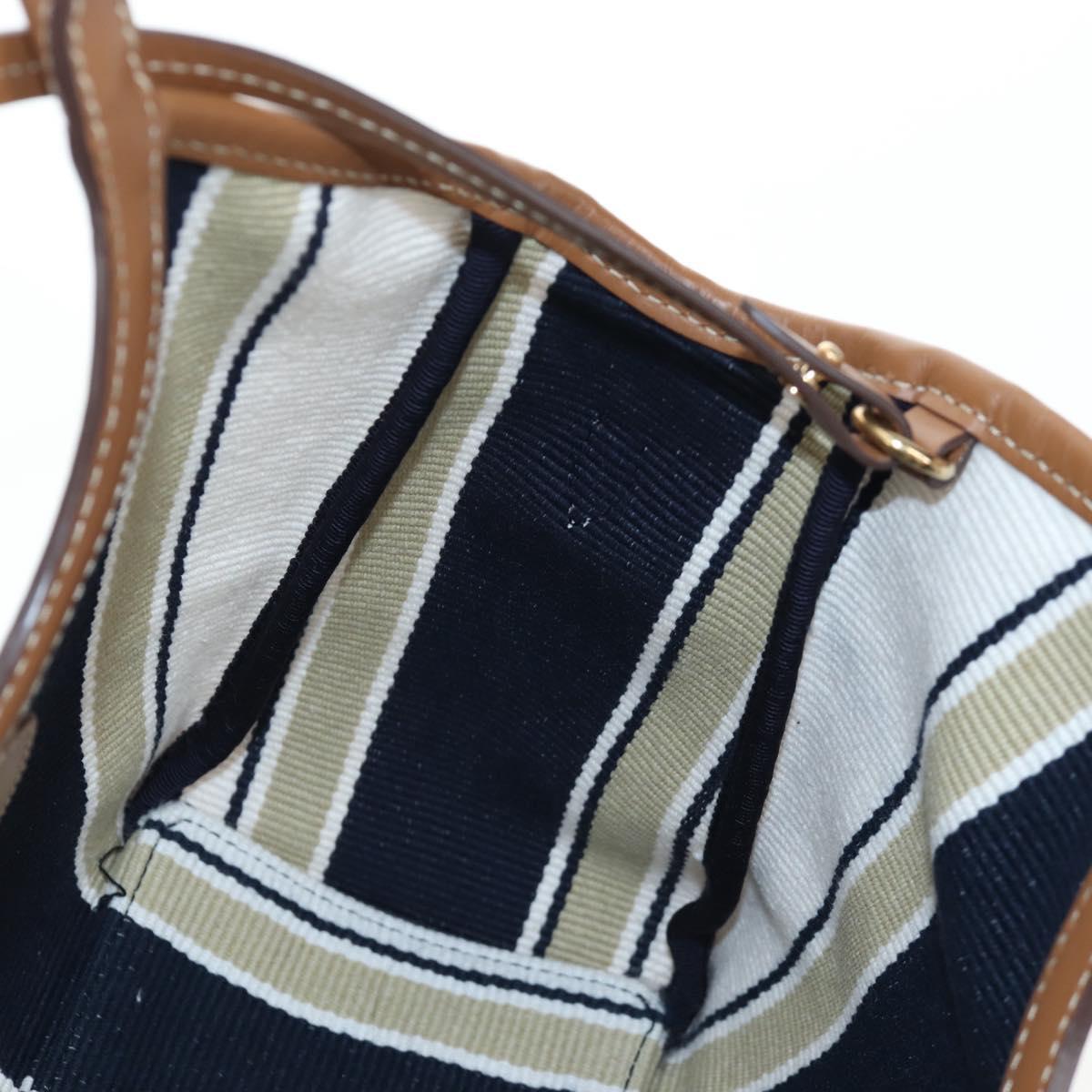 Miu Miu Tote Bag Canvas 2way Navy Gold Auth 192457SAM