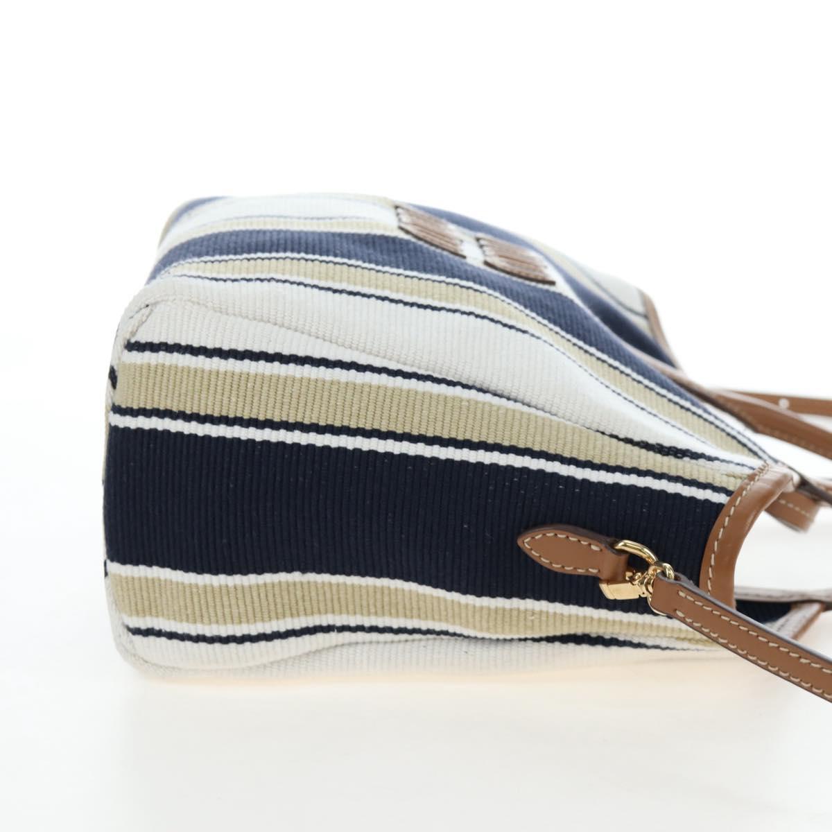 Miu Miu Tote Bag Canvas 2way Navy Gold Auth 192457SAM
